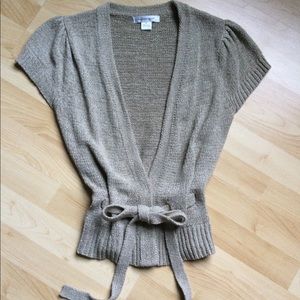 August Silk open cardigan with belt